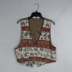 Vintage R.J. Stevens Vest Womens 16 Multicolor Paisley Boho Western 90s